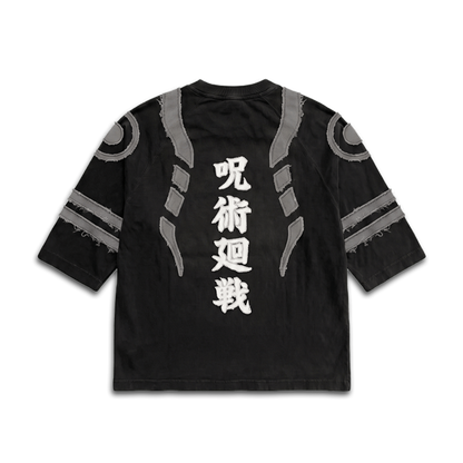 PREVENTA - EXPAND YOUR DOMAIN - CURSED ANATOMY - Premium Oversize Raglan 3/4 Tee (HEAVYWEIGHT - Black)