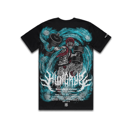 KIMETSU NO BARBELL - STRENGHT IN SHADOW - Premium Regular Tee (Black)