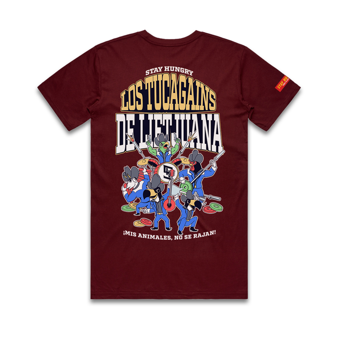 LOS TUCAGAINS DE LIFTJUANA - Premium Regular Tee (Burgundy)