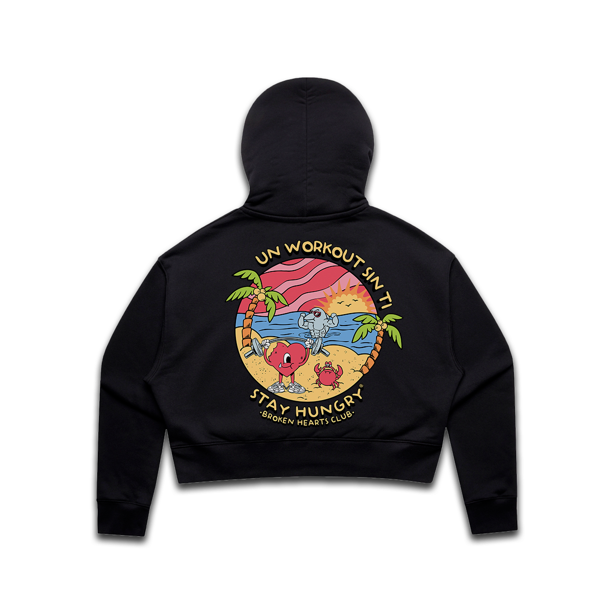 UN WORKOUT SIN TI - Premium Oversize Crop Hoodie (Black)