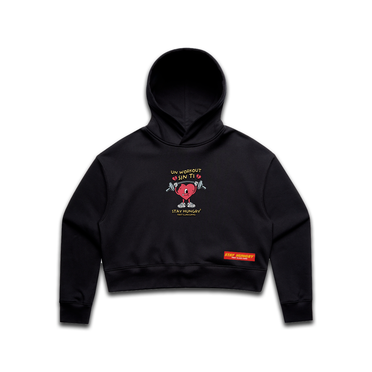 UN WORKOUT SIN TI - Premium Oversize Crop Hoodie (Black)