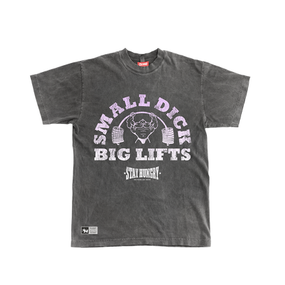 SMALL DICK, BIG LIFTS - Premium Oversize Tee (HEAVYWEIGHT - Black Pigment Dye)