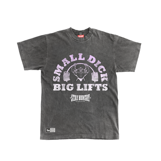SMALL DICK, BIG LIFTS - Premium Oversize Tee (HEAVYWEIGHT - Black Pigment Dye)