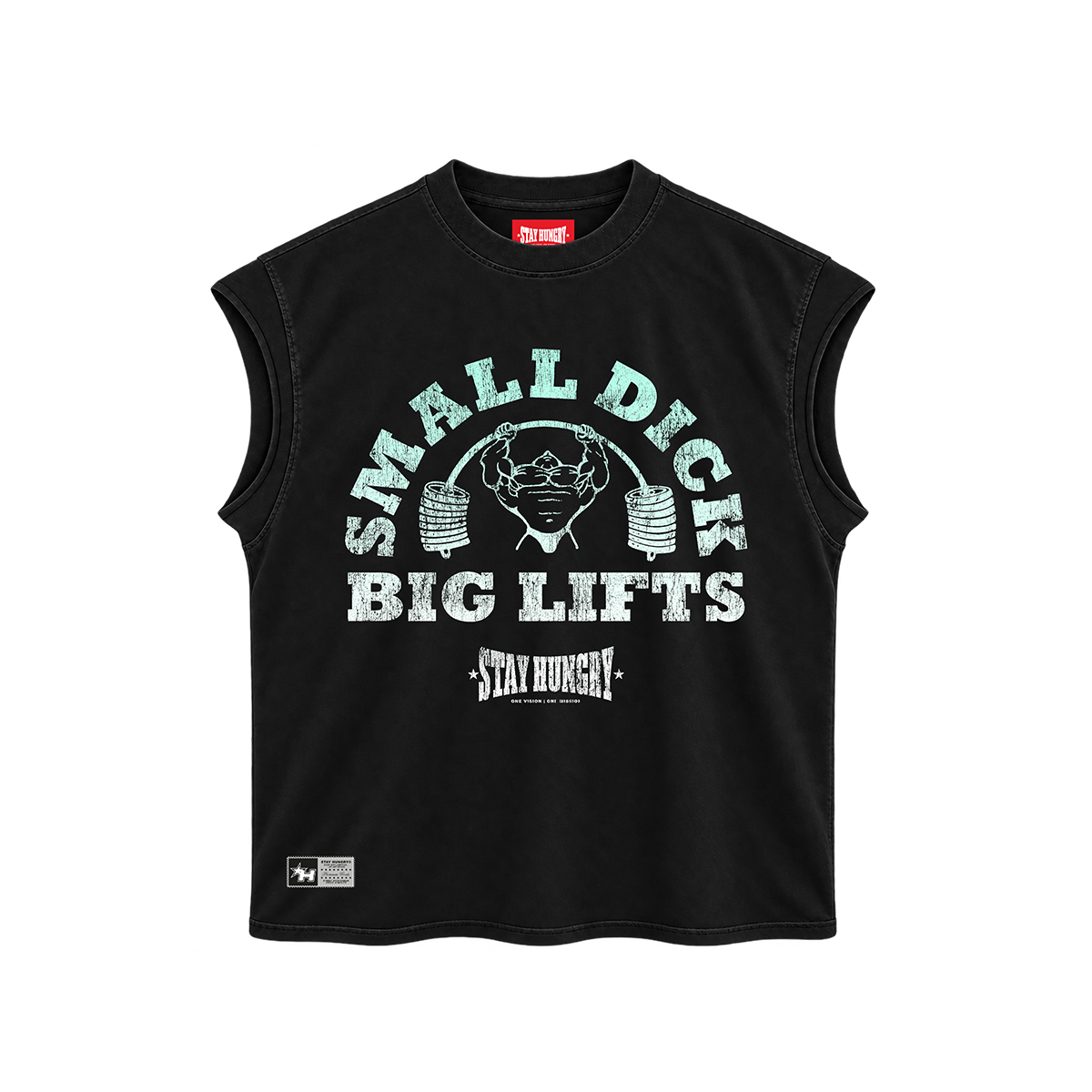 SMALL DICK, BIG LIFTS - Premium Oversize Tank Cut-Off (HEAVYWEIGHT - Black)