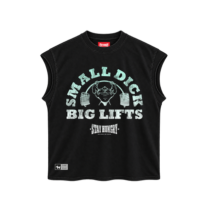 SMALL DICK, BIG LIFTS - Premium Oversize Tank Cut-Off (HEAVYWEIGHT - Black)