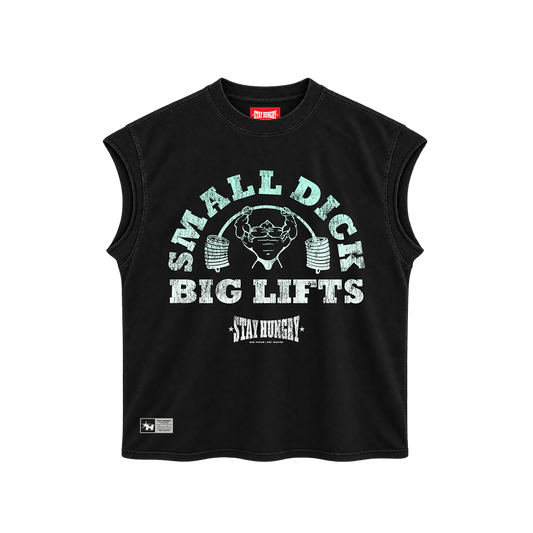 SMALL DICK, BIG LIFTS - Premium Oversize Tank Cut-Off (HEAVYWEIGHT - Black)