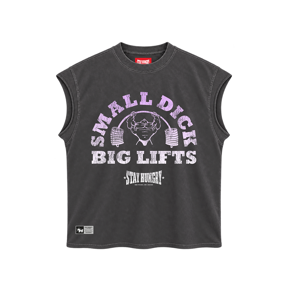 SMALL DICK, BIG LIFTS - Premium Oversize Tank Cut-Off (HEAVYWEIGHT - Black Pigment Dye)