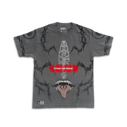 PREVENTA - EXPAND YOUR DOMAIN - MALEVOLENT SHRINE - Premium Oversize Tee (HEAVYWEIGHT - Shark Gray)